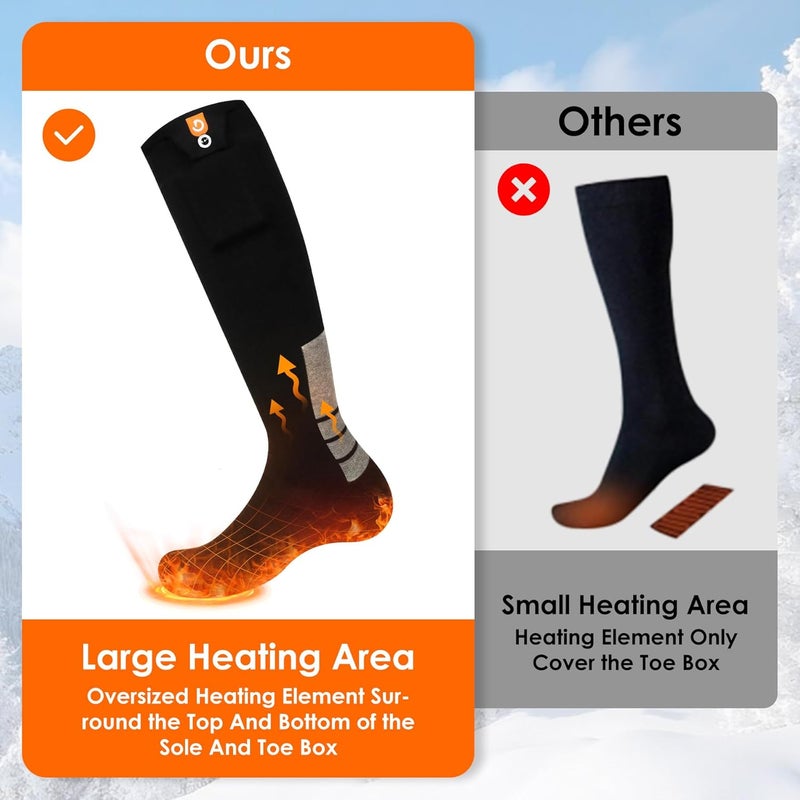 GIOIGOO Heated Socks with 4 Heating Levels 6000mAh Rechargeable Electric Heating Socks Washable Thermal Sock Winter Warming Hiking Sock for Adult Men Women Skiing Biking Fishing Running Outdoor Activities - Image 4
